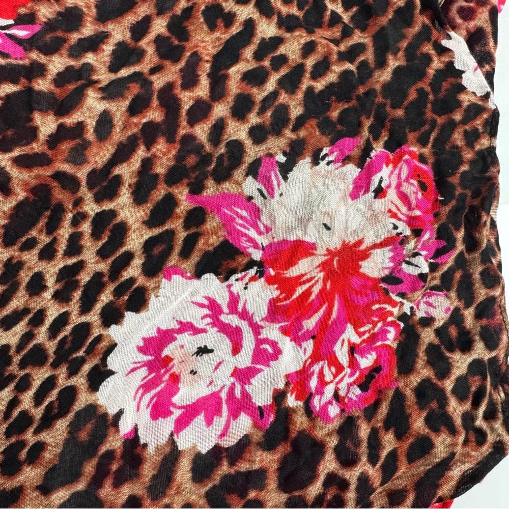 Victorias Secret Scarf Wrap‎ Cheetah Leopard Print Floral Roses Lightweight Knit - Picture 4 of 5